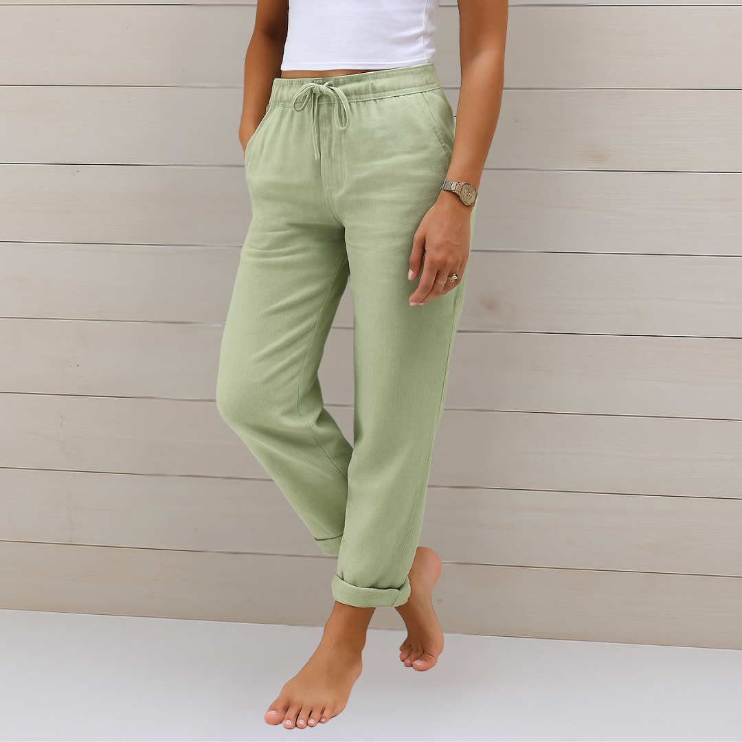 Maylora | Drawstring Relaxed Linen Trousers