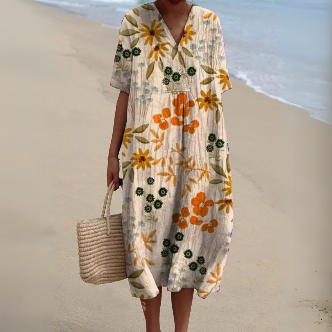 Nathalie | Relaxed Half Sleeve Midi Dress