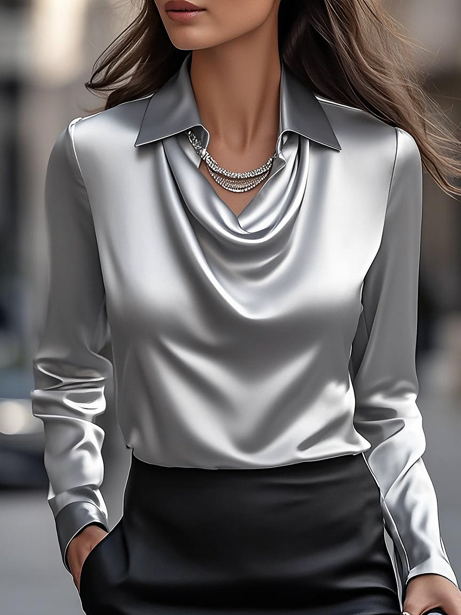 Jenny | Elegant Satin Draped Blouse