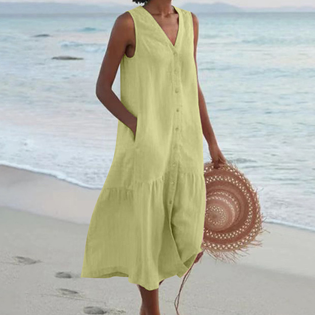 Maria | Stylish V-Neck Button-Down Summer Dress