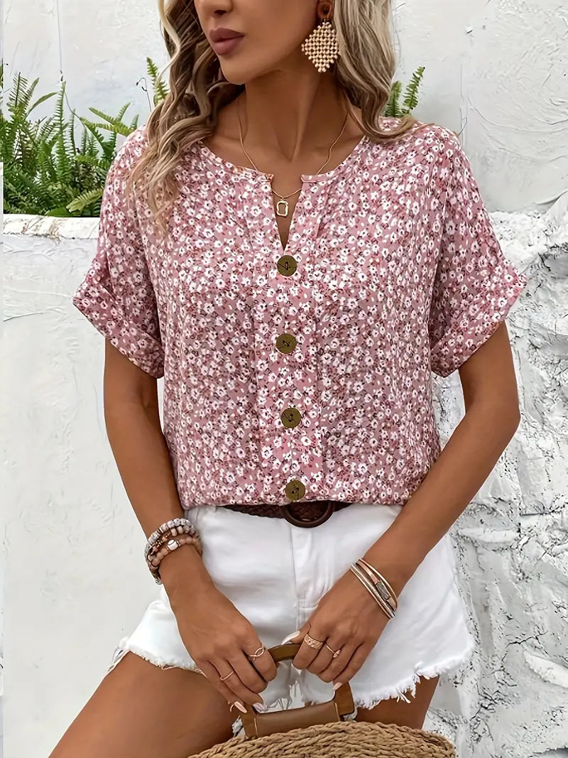 Verna | Casual Floral Button-Front Blouse