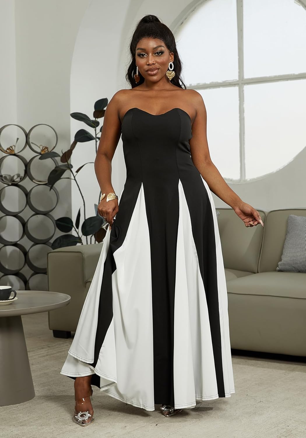 Amelia | Elegant Contrast Maxi Dress