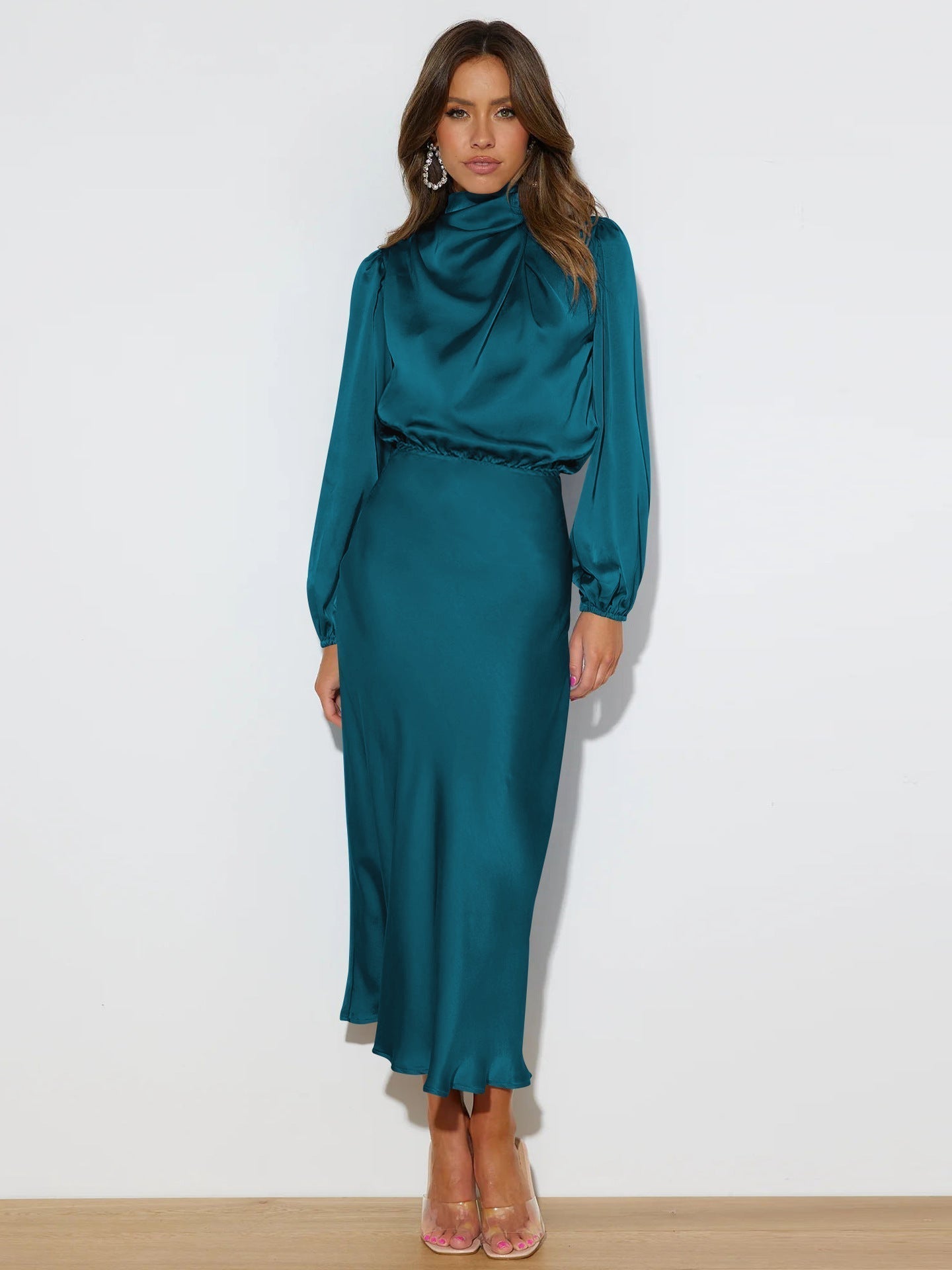 Isabella | Sophisticated Satin Midi Dress