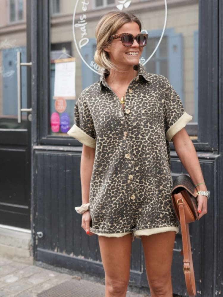 Nonette | Shirt Dress with Leopard Print