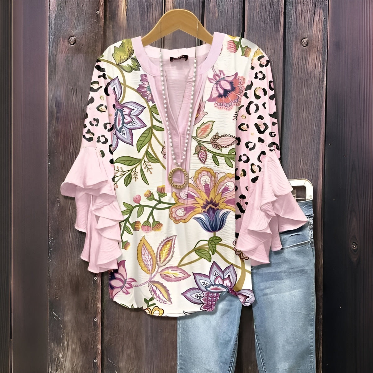 ELISABET™ | Casual blouse with leaf pattern
