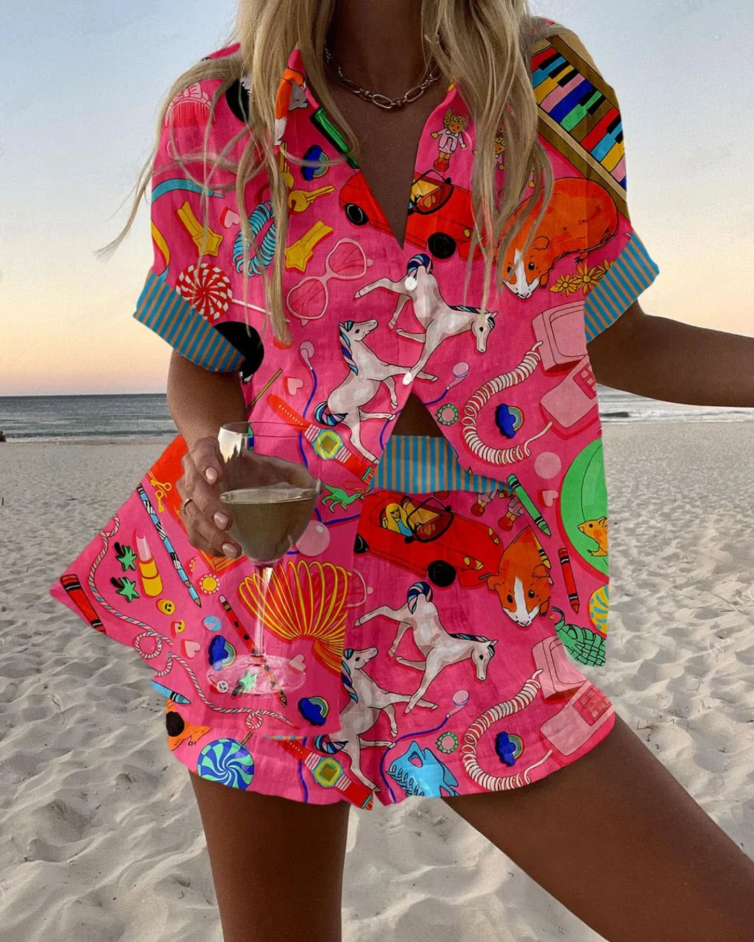 Iris | Short linen set with Prints