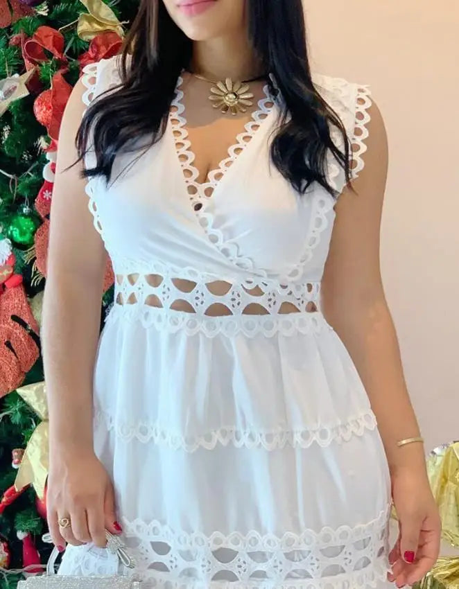 Seraphina | Handmade Lace Dress with V-Neck