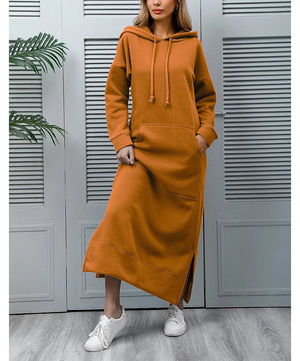 Ciska™ - Elegant Hooded Dress with Long Sleeves