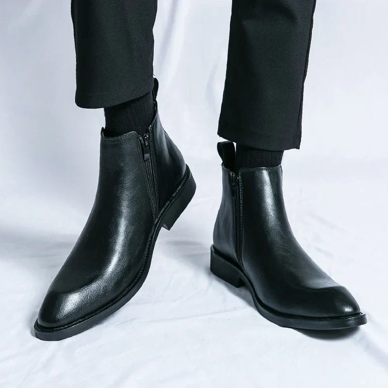 Daniel™ - Leather Chelsea boots with zipper