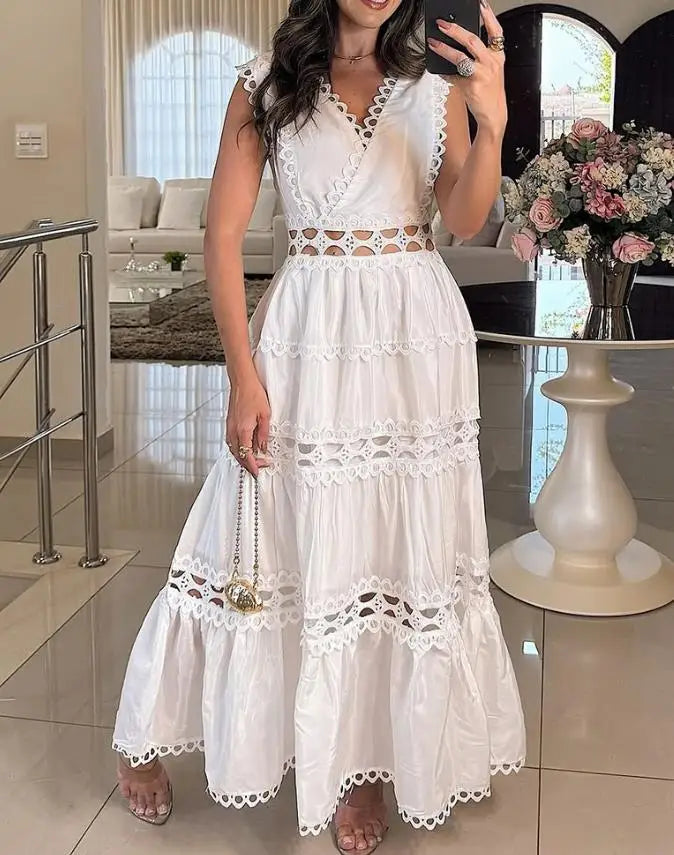 Seraphina | Handmade Lace Dress with V-Neck