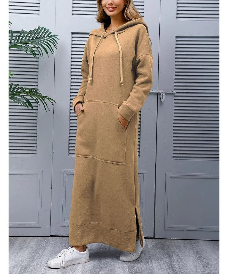 Ciska™ - Elegant Hooded Dress with Long Sleeves