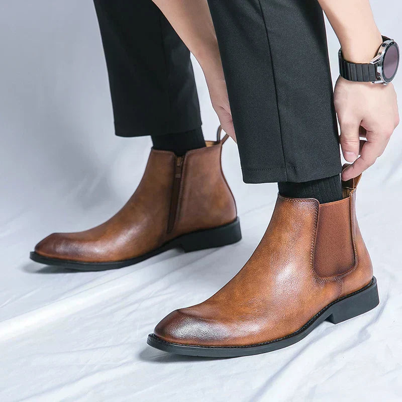Daniel™ - Leather Chelsea boots with zipper