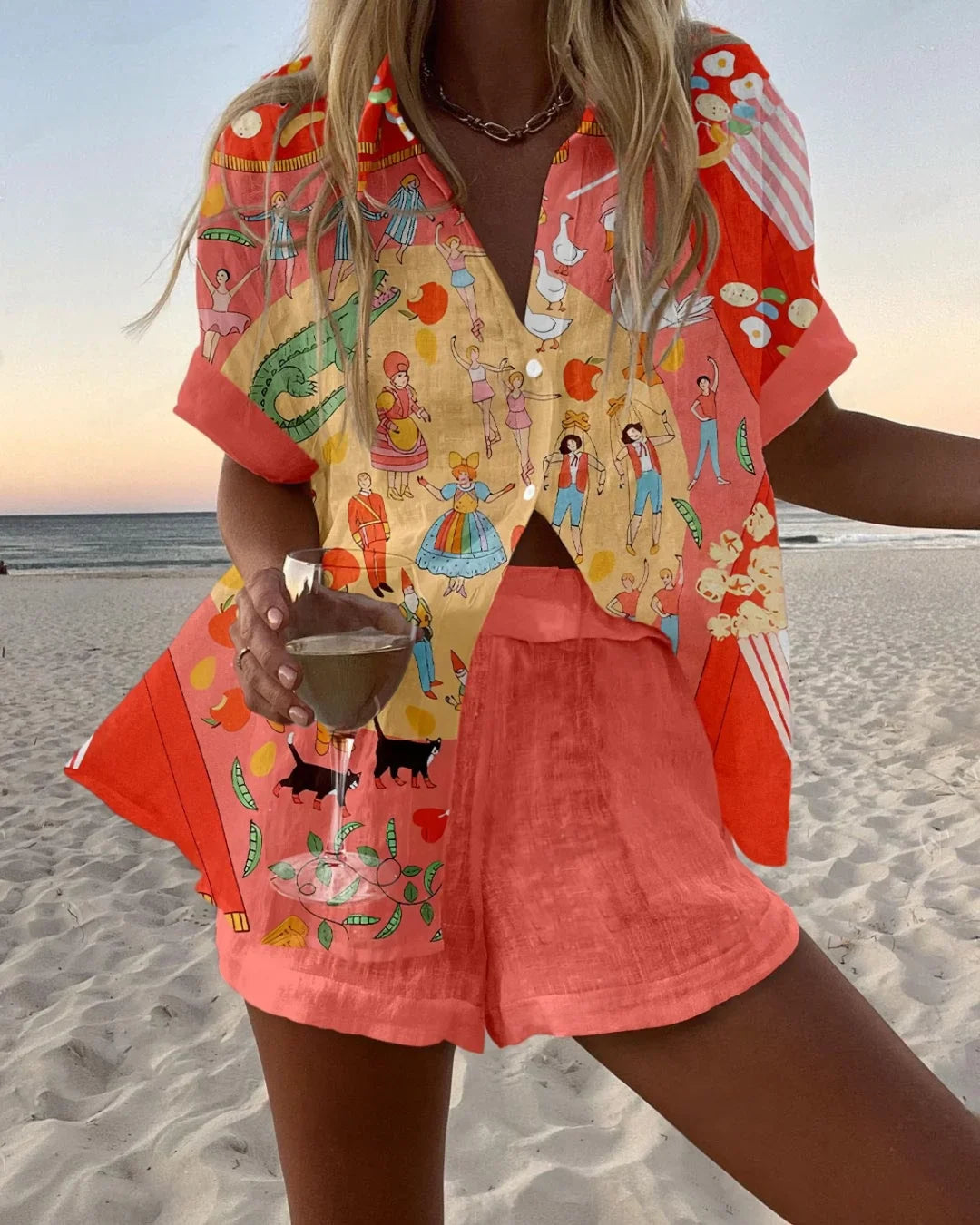 Iris | Short linen set with Prints