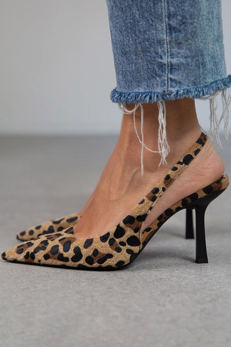 Laro™ | Pointed Toe Leopard Print Khaki Pumps