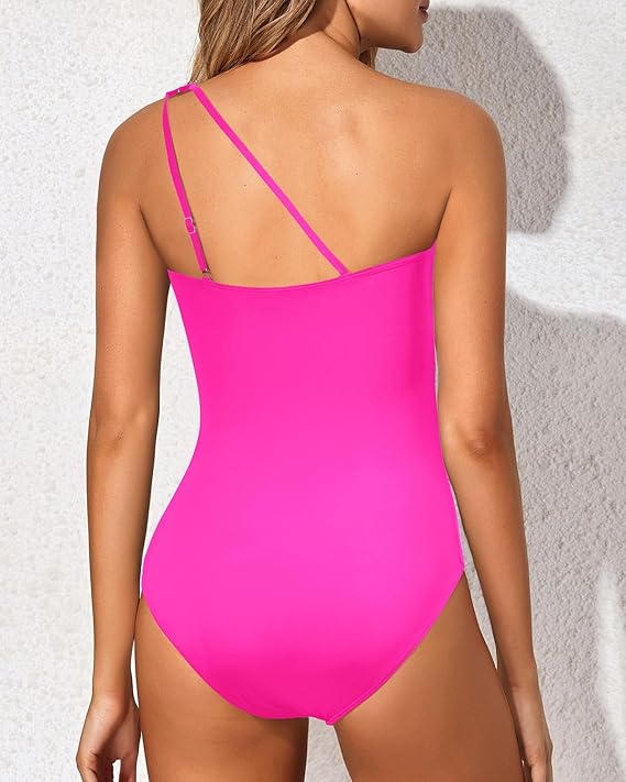 Grace - Solid Color One Shoulder Swimsuit