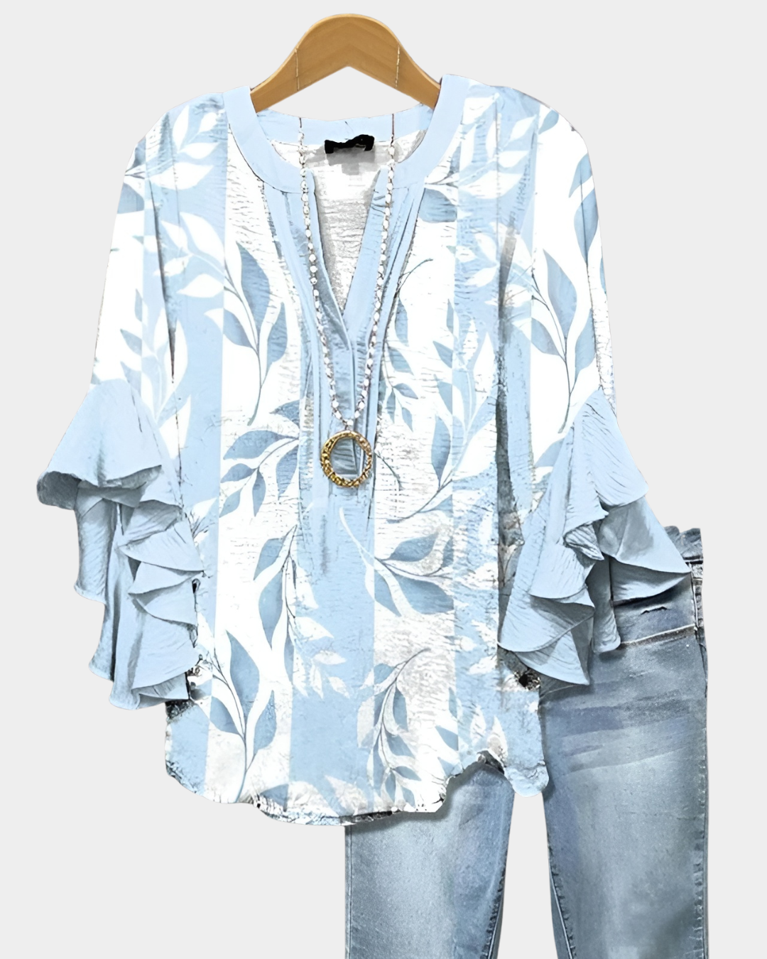 ELISABET™ | Casual blouse with leaf pattern