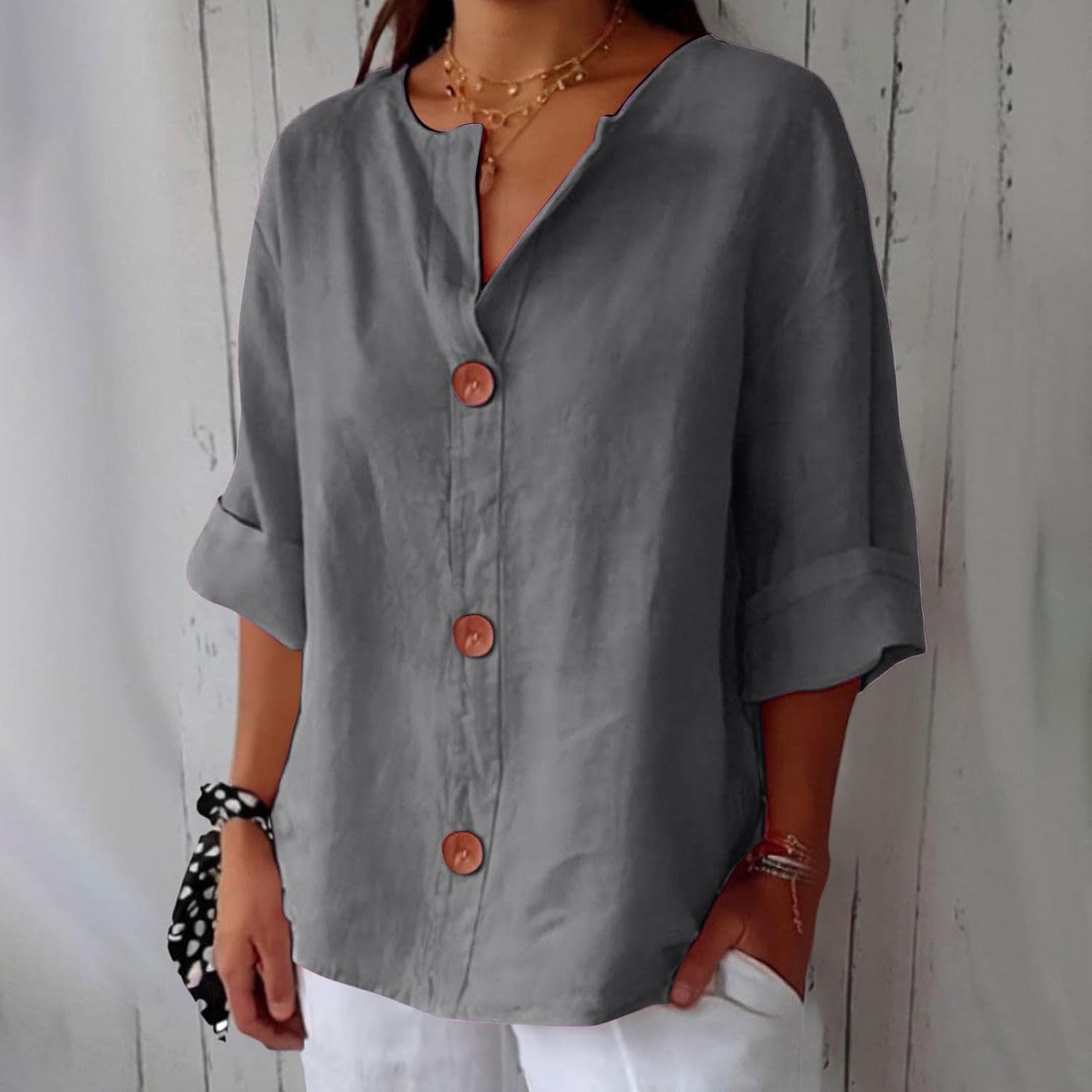 Clara - Casual Linen Blouse
