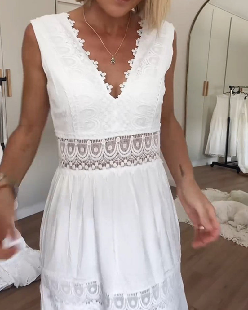 Charlotte - Handmade Lace Dress with V-Neck