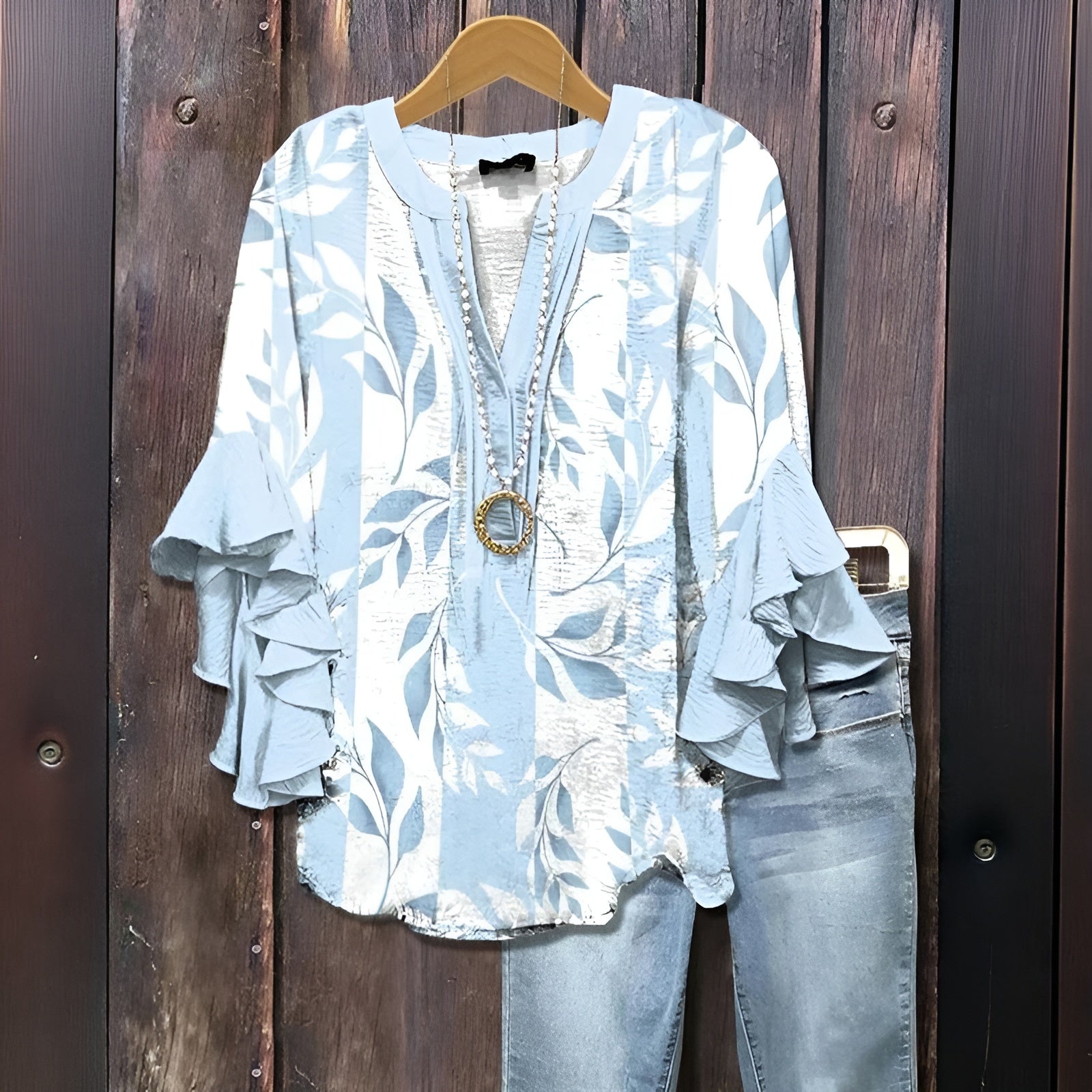 ELISABET™ | Casual blouse with leaf pattern