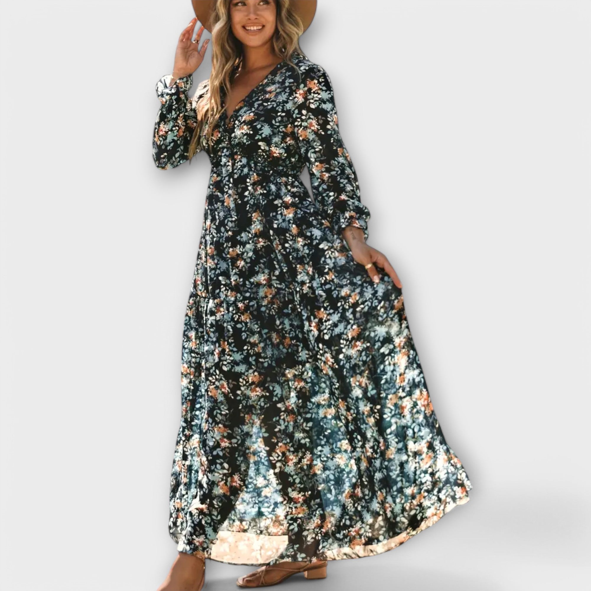 Elle | Floral V-Neck Maxi Dress