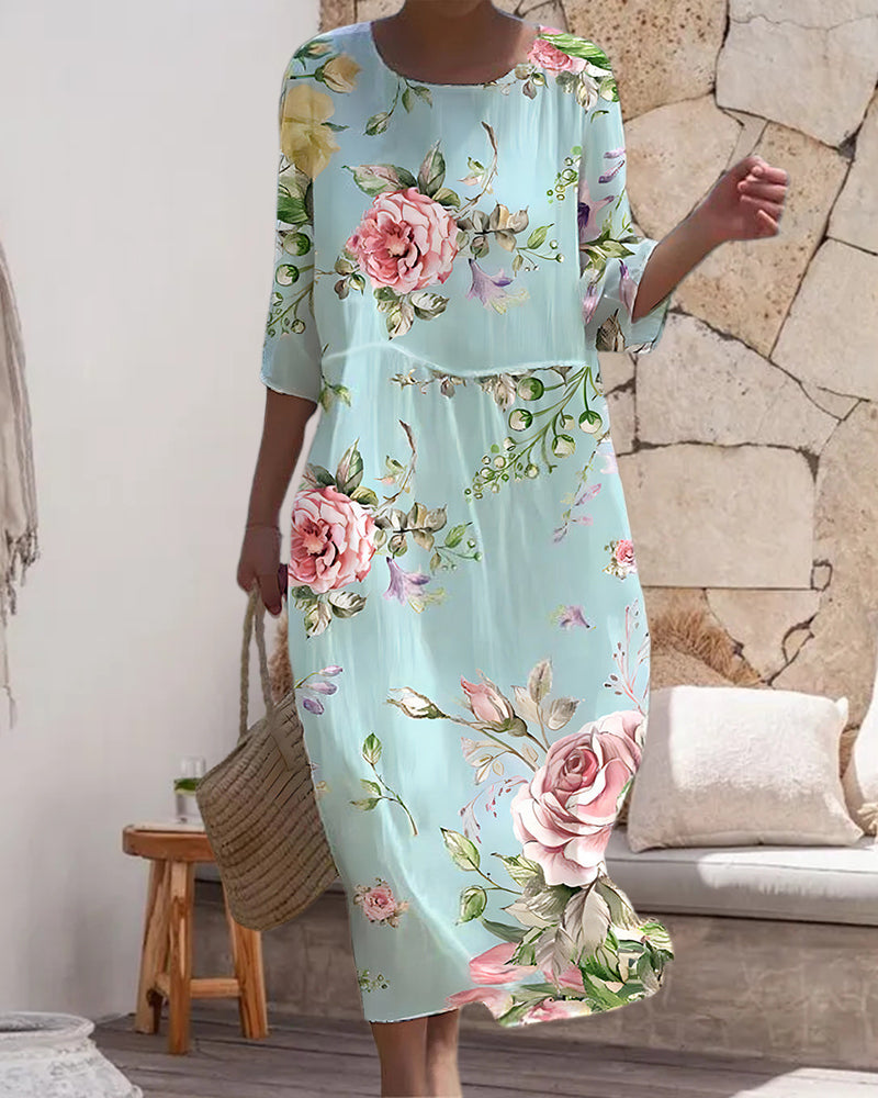Martha | Floral Print Midi Dress