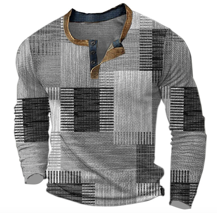 Fré | Stylish Henley shirt with geometric pattern