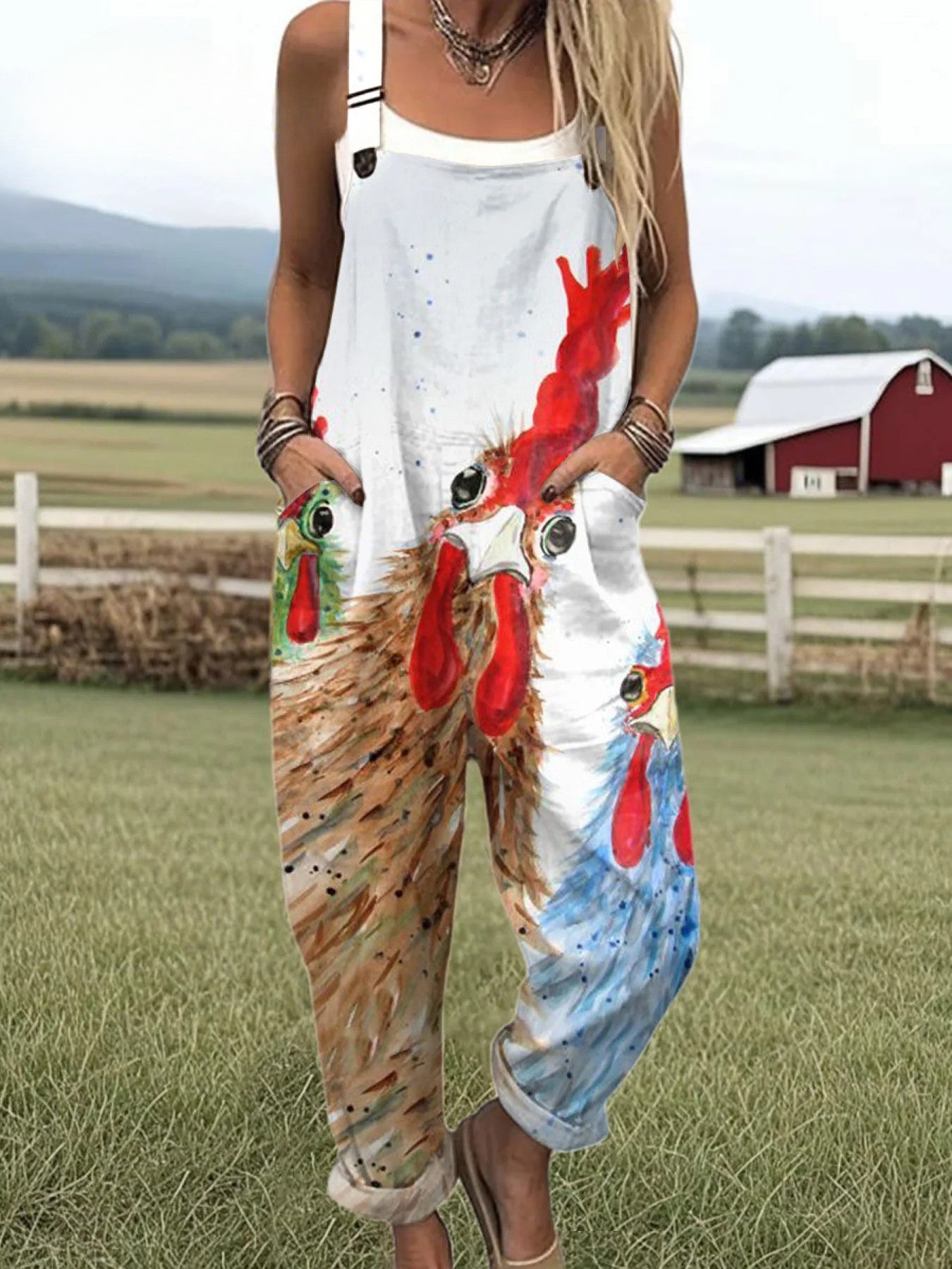 Women's Jumpsuit - Vintage Floral Design, Wide Legs for Comfort and Style