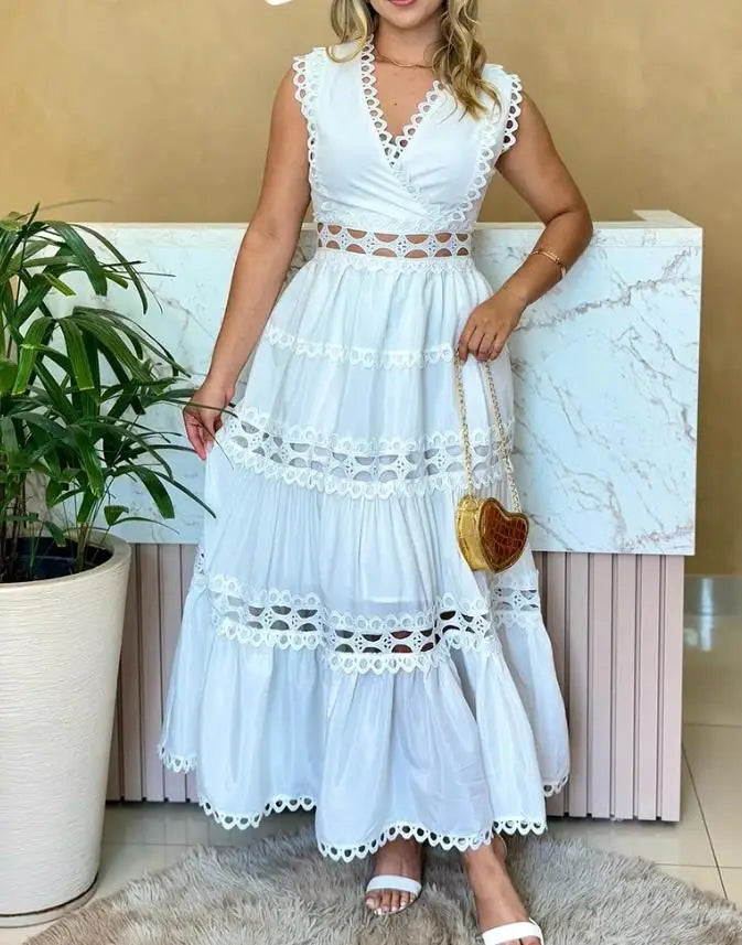 Seraphina | Handmade Lace Dress with V-Neck