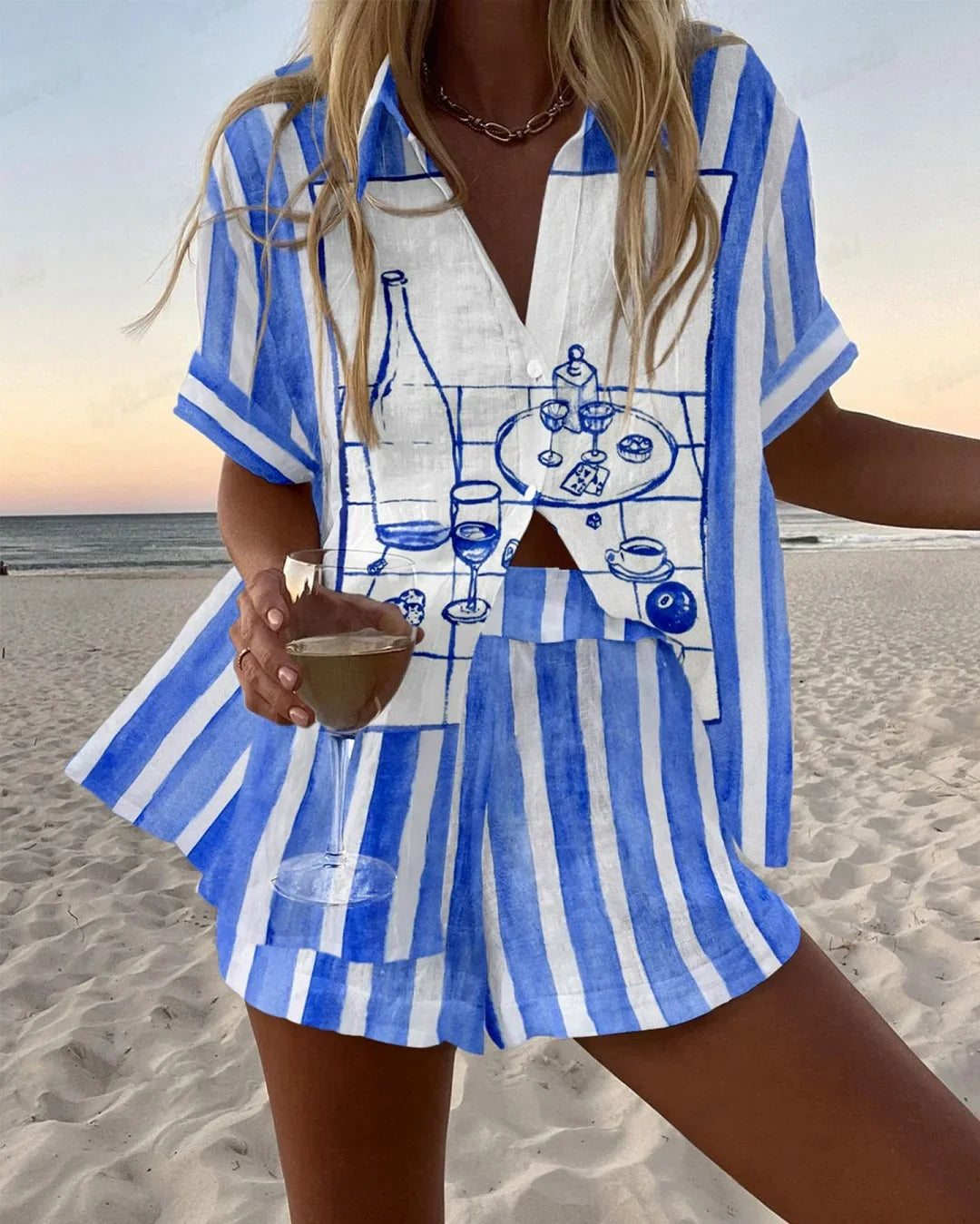 Iris | Short linen set with Prints