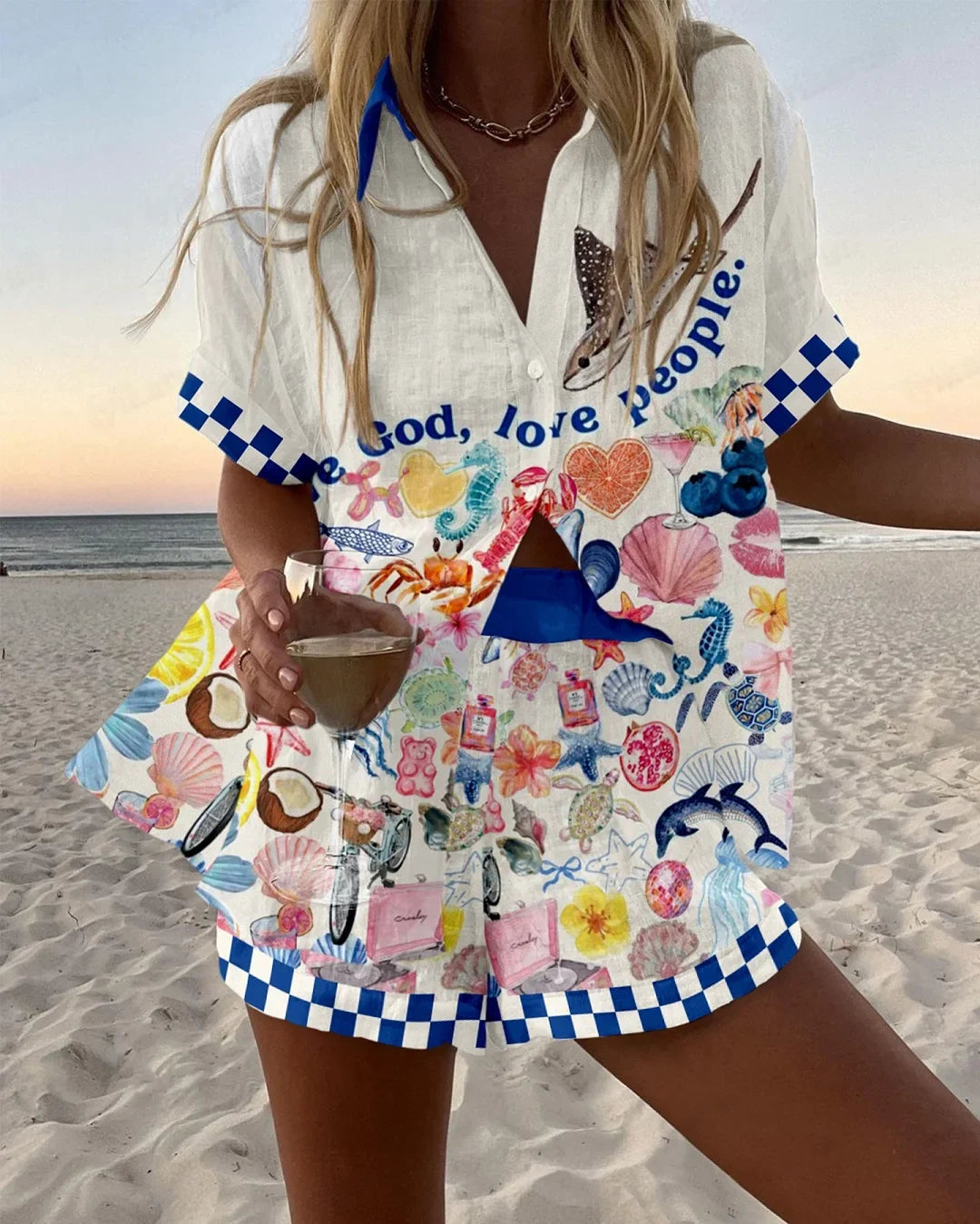 Iris | Short linen set with Prints