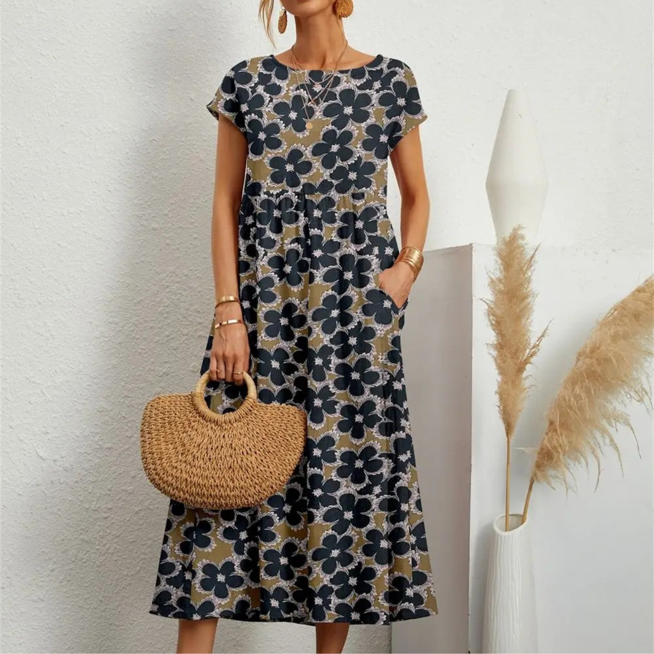 Emily | Bloom Waist Midi Dress