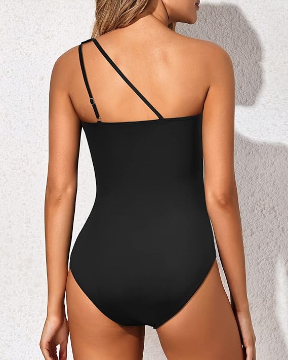 Grace - Solid Color One Shoulder Swimsuit