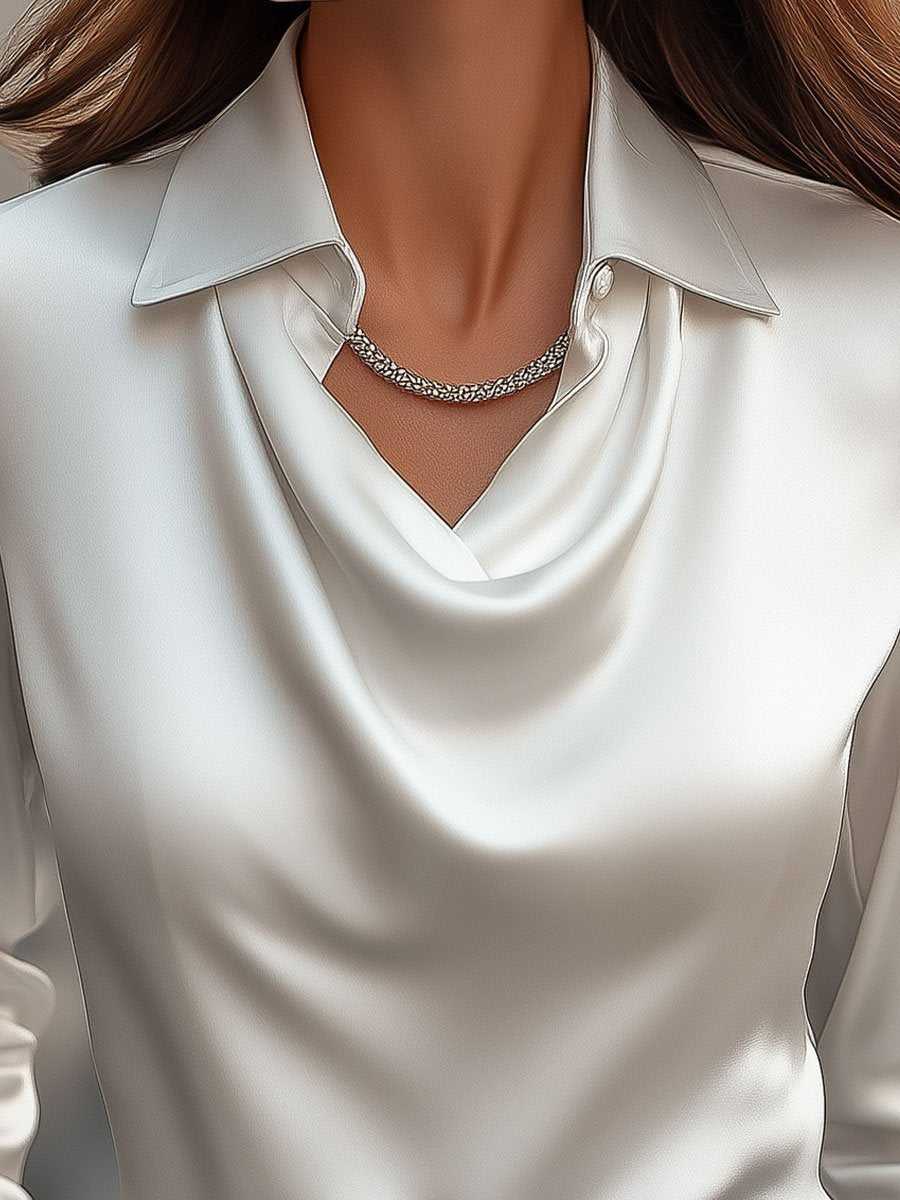 Jenny | Elegant Satin Draped Blouse